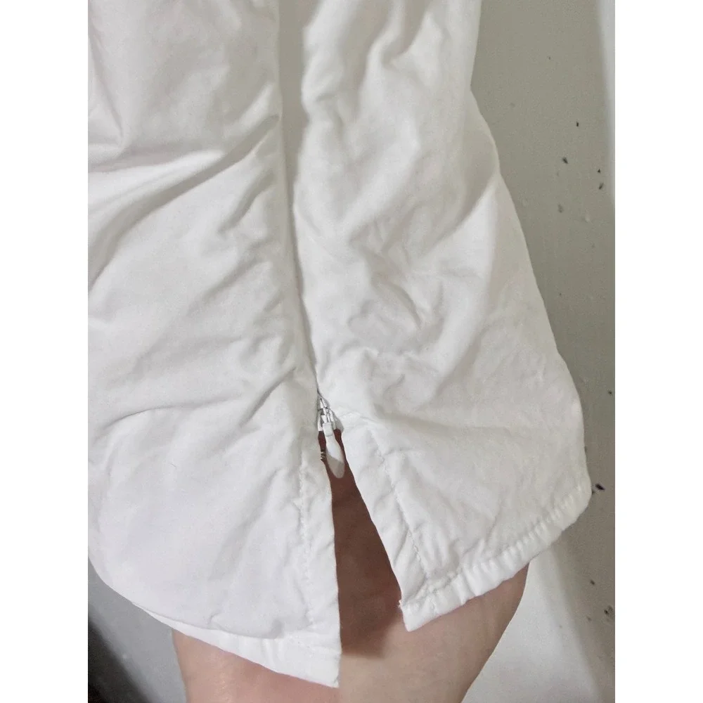Banana Republic White Cotton Ruched V-Neck Puff Sleeve Blouse Size 2